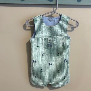 Little Me Green and White Seersucker Baby Romper golf theme size 18 months
